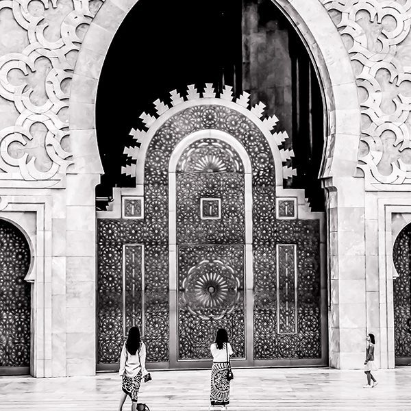 Architectural Detail of Hassan II Mosque’s Ornate Entryways