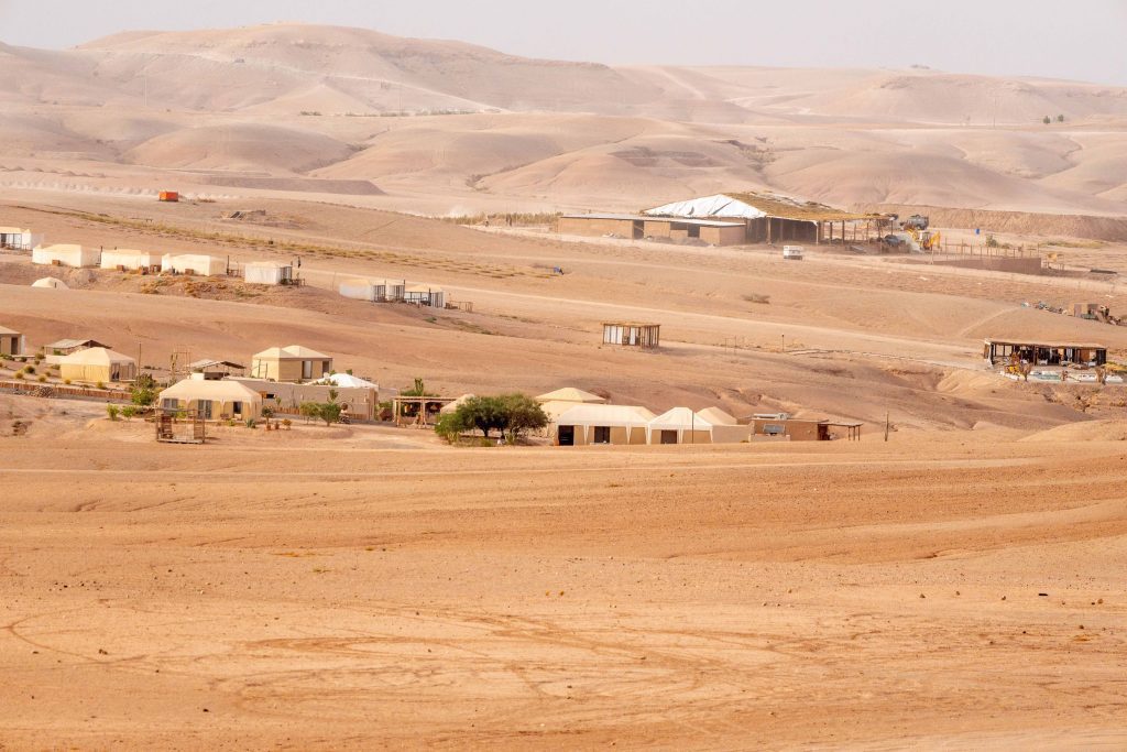 Landscape view of Agafay desert near Marrakech, Morocco.