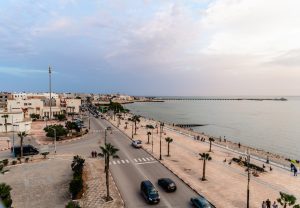 A wide shot of the city of dakhla in south morocco with a sea landscape view.